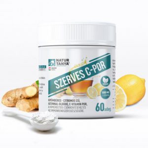 Natur Tanya® Szerves C-por – azonnal oldódó, gyömbéres - citromos ízű C-vitamin por, 60 adag